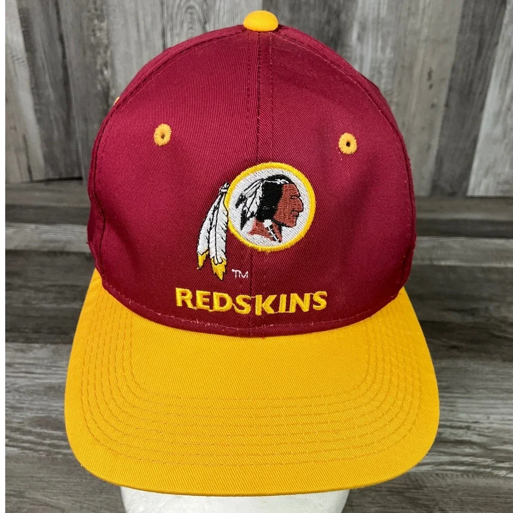 Vintage Washington Redskins Youngan Snapback Hat NFL Burgundy Gold Flat Brim VTG